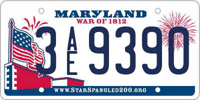 MD license plate 3AE9390