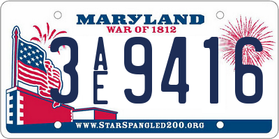 MD license plate 3AE9416