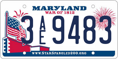 MD license plate 3AE9483