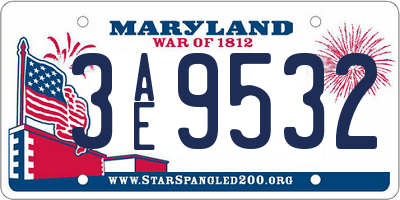 MD license plate 3AE9532