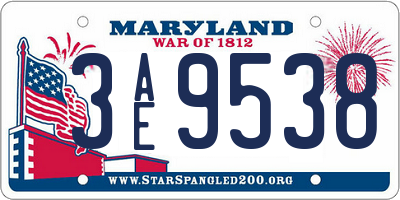 MD license plate 3AE9538