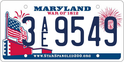 MD license plate 3AE9549