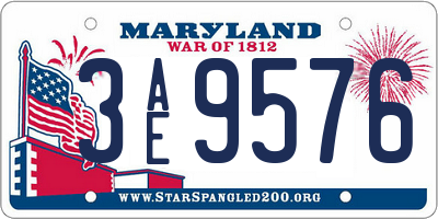 MD license plate 3AE9576