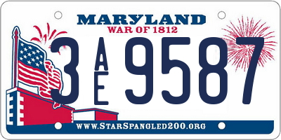 MD license plate 3AE9587