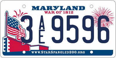 MD license plate 3AE9596
