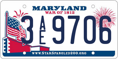 MD license plate 3AE9706