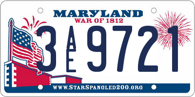 MD license plate 3AE9721