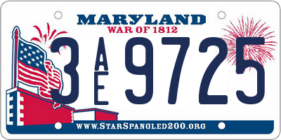 MD license plate 3AE9725