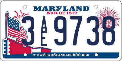 MD license plate 3AE9738