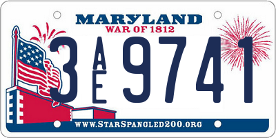 MD license plate 3AE9741