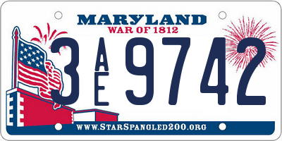 MD license plate 3AE9742