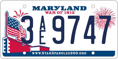 MD license plate 3AE9747