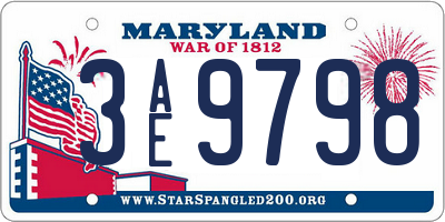 MD license plate 3AE9798
