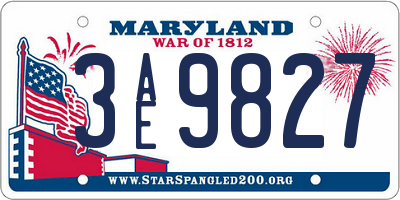MD license plate 3AE9827