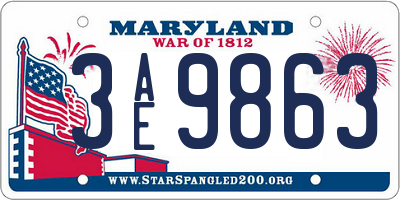 MD license plate 3AE9863