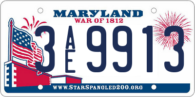 MD license plate 3AE9913