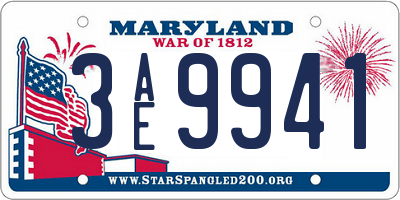 MD license plate 3AE9941