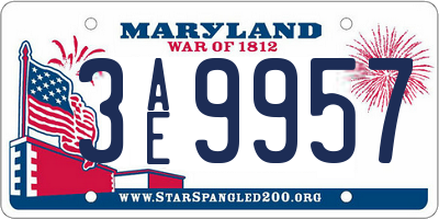 MD license plate 3AE9957