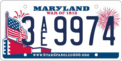 MD license plate 3AE9974