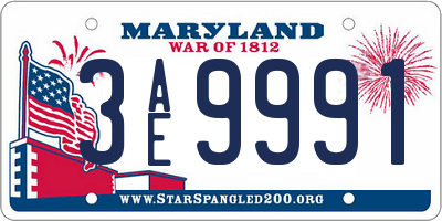 MD license plate 3AE9991