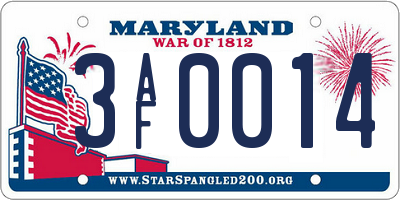 MD license plate 3AF0014