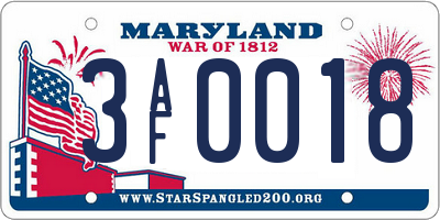 MD license plate 3AF0018