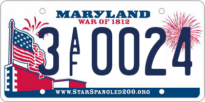 MD license plate 3AF0024