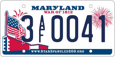MD license plate 3AF0041