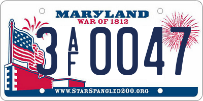 MD license plate 3AF0047