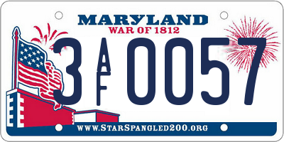 MD license plate 3AF0057