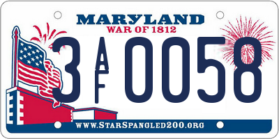 MD license plate 3AF0058