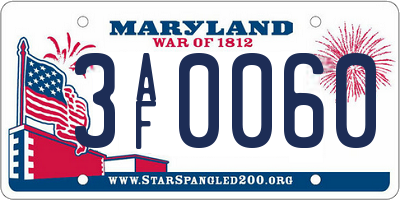 MD license plate 3AF0060