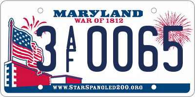 MD license plate 3AF0065