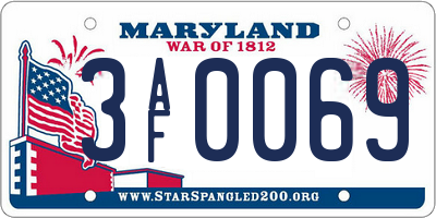 MD license plate 3AF0069