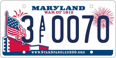 MD license plate 3AF0070
