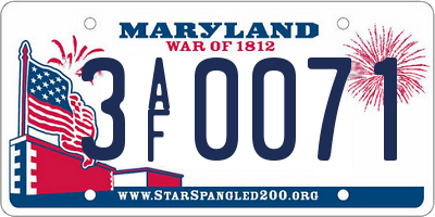 MD license plate 3AF0071