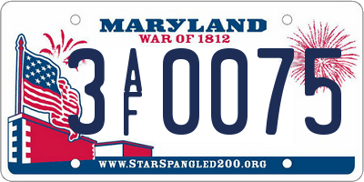 MD license plate 3AF0075