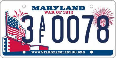 MD license plate 3AF0078