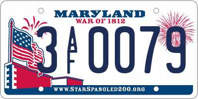 MD license plate 3AF0079