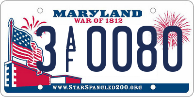 MD license plate 3AF0080