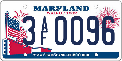 MD license plate 3AF0096
