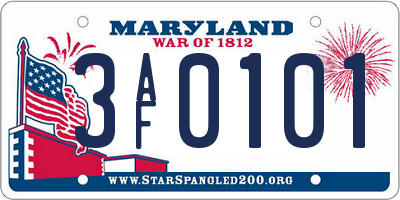 MD license plate 3AF0101