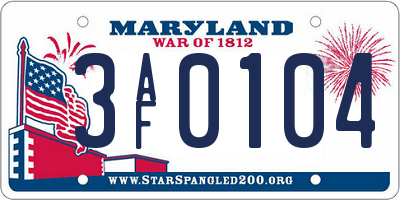 MD license plate 3AF0104