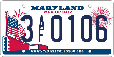 MD license plate 3AF0106