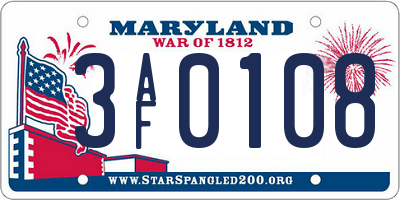 MD license plate 3AF0108