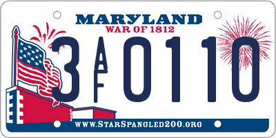 MD license plate 3AF0110