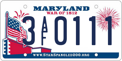 MD license plate 3AF0111