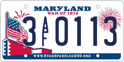 MD license plate 3AF0113