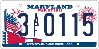 MD license plate 3AF0115