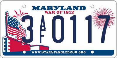 MD license plate 3AF0117